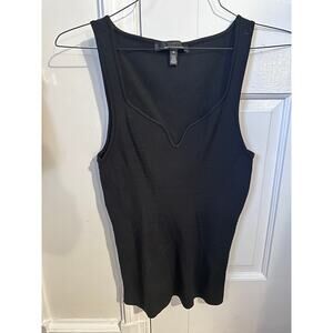 White House Black Market, Rib Knit Sleeveless Sweater Tank, Black, M